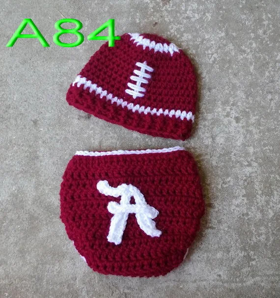 

Special clearance- baby hat,crochet red Rugby Football hat with Diaper Cover sets for Newborn Photo Prop 0-3M 100% cotton