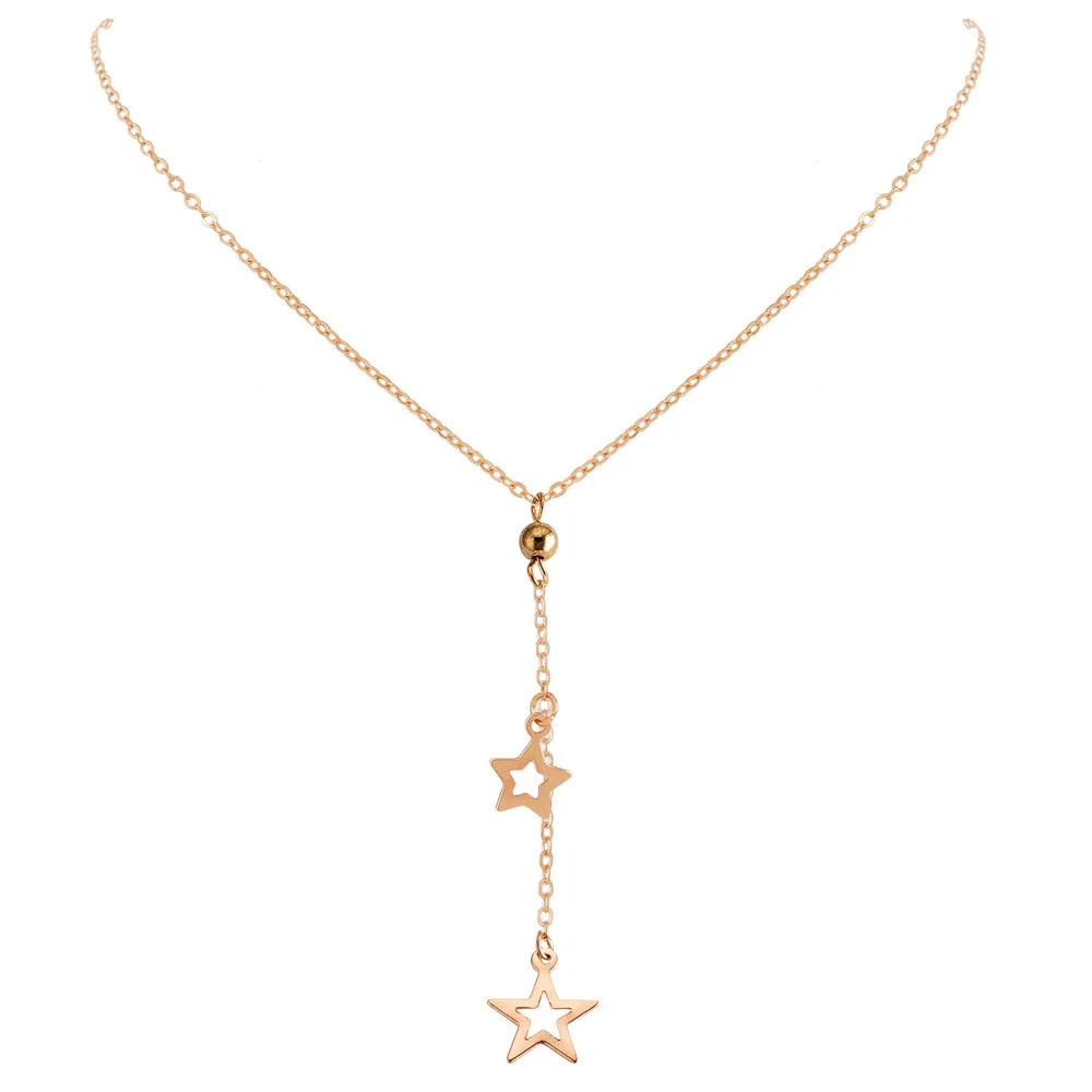 2019 New Personality Fashion Popular Simple Five-pointed Star Pendant Necklace Size Hollow Star Necklace Women Choker Necklace