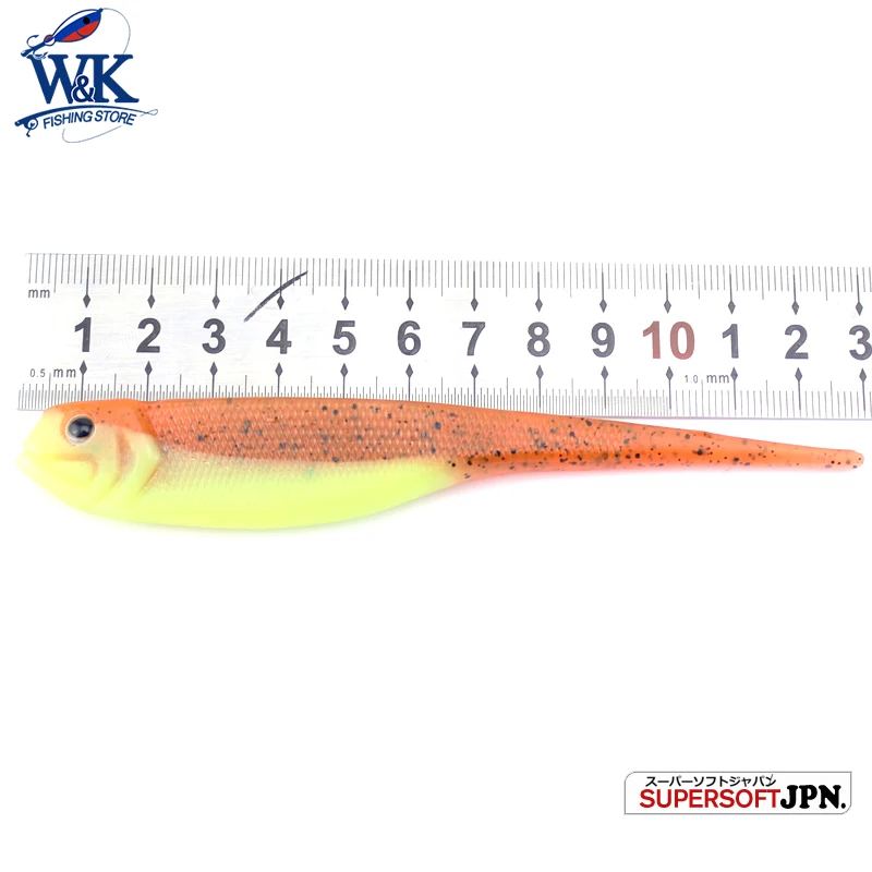 WK Artificial Drop Shot Lures 13 cm Soft Lure Walleye Zander Salmon Bass Fishing Lure 4pcs/pk Pin Tail Bait Soft Fishing Lures