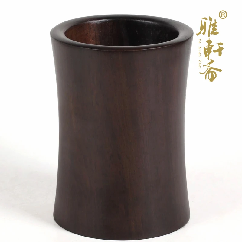 H Gallery] rosewood woodcarving and black catalpas Zhai Ming round penholder embossed medium box