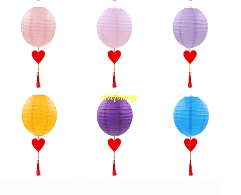 

600pcs/lot 20cm diameter Chinese Style House adornment Heart Pendant DIY Paper lantern ball For Wedding Party Decoration