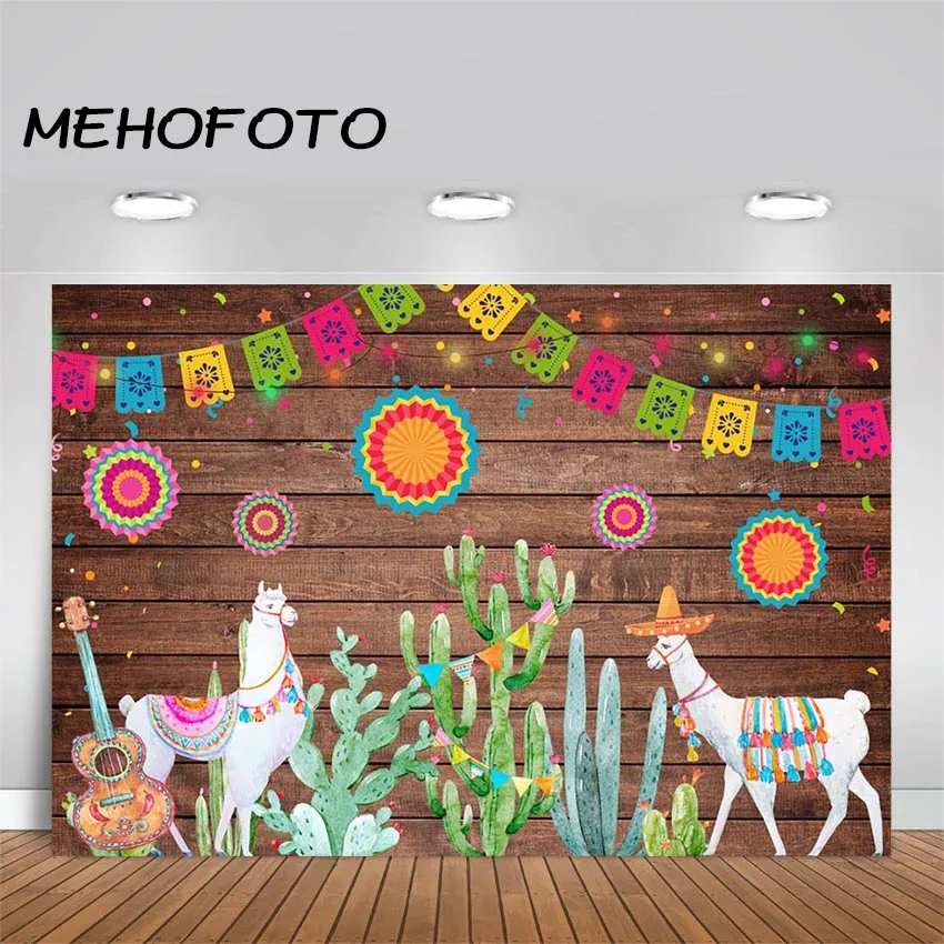 

Mexican Fiesta Theme Backdrop Summer Cinco De Mayo Birthday Party Decoration Cactus Mexico Wood Photography Background