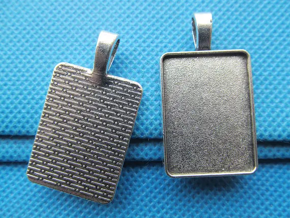 100pcs 2 colors Rectangle Base Setting Tray Bezel Pendant Charm/Finding,fit 18mmx25mm Cabochon/Picture/Cameo,Big Bail