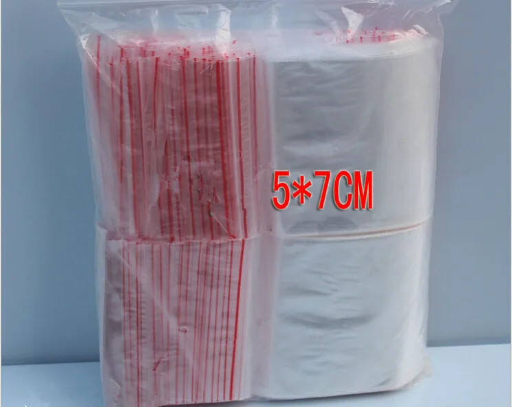 

3000pcs 5x7cm pe transparent travel gift packaging bags plastic bag for necklace/jewelry diy custom ziplock clear self seal bags