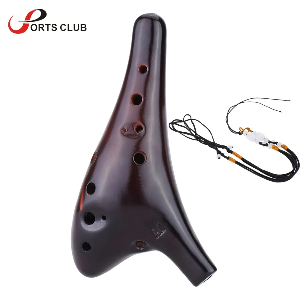 Flauta de Ocarina de cerámica para amantes de la música, instrumento Musical de estilo submarino quemado ahumado, Alto C, 12 agujeros