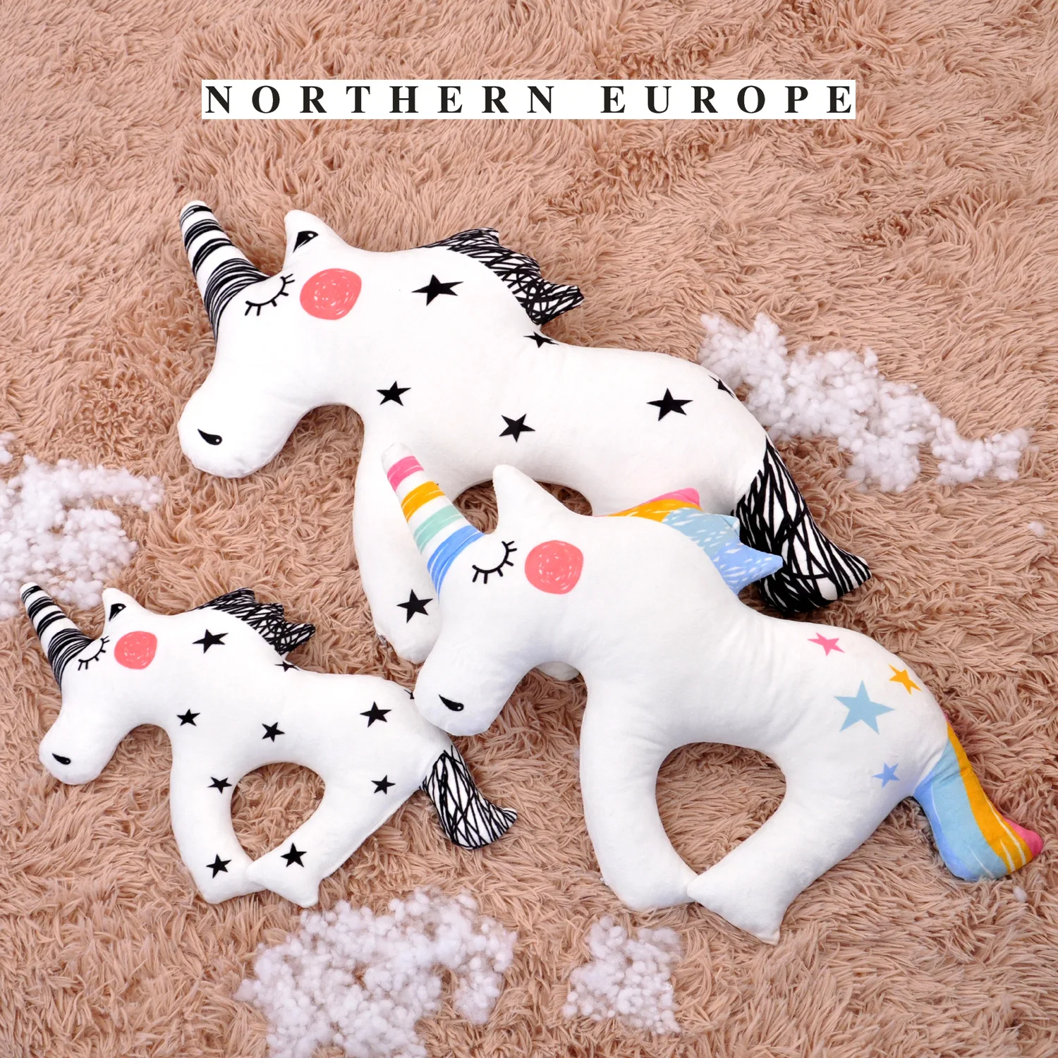 

Nordic decoration pillow pony unicorn almohada de viaje children's room decorated soft pillow almohada travesseiro