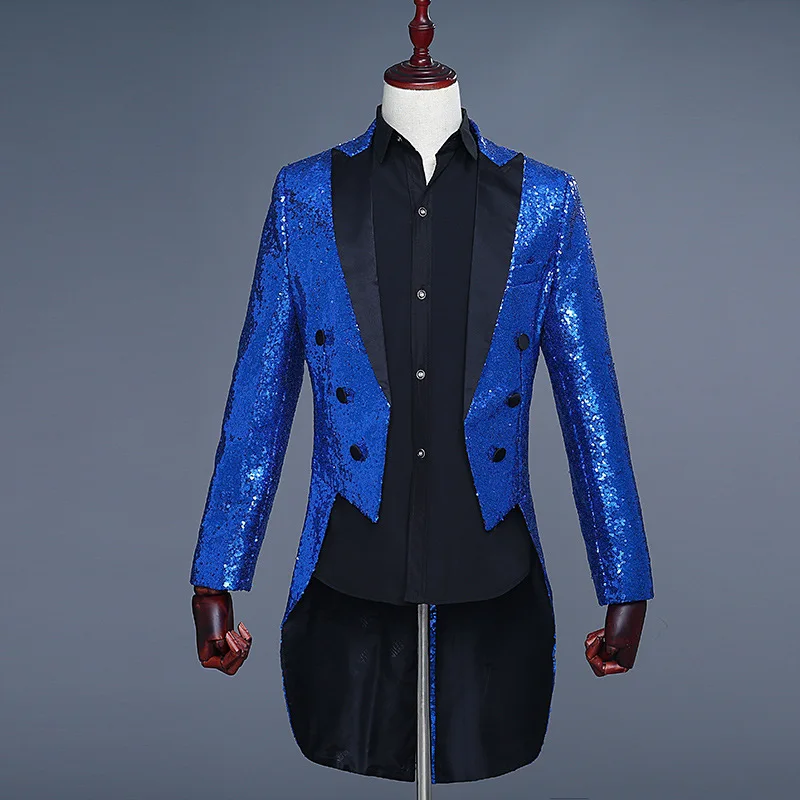 Glänzenden Roten Pailletten Glitter Verziert Smoking Blazer Männer Nachtclub DJ Party Hochzeit Frack Anzüge Herren Bühne Sängerin Kostüm Homme