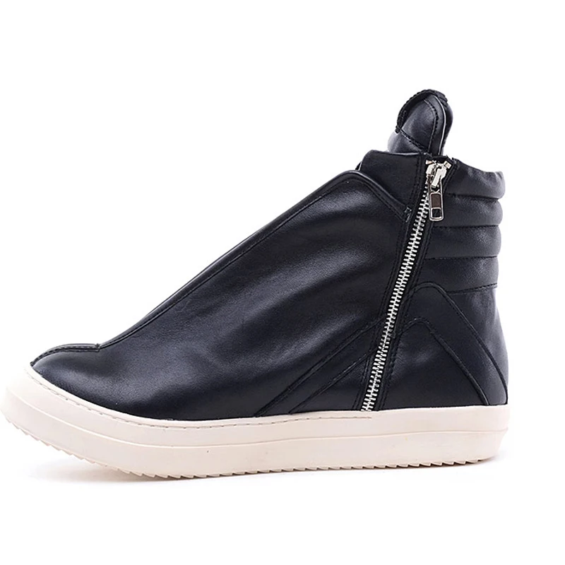 Men Shoes High-Top Ankle Luxury Trainers Sneakers Genuine Leather Men Boots Fashion Black Street Hip Hop Shoes Designer Boots