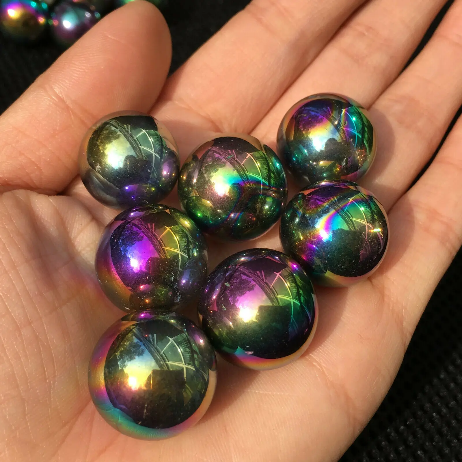 titanium rainbow aura quartz sphere crystal small ball natural stone and minerals reiki healing home decoration for sale 10 pcs