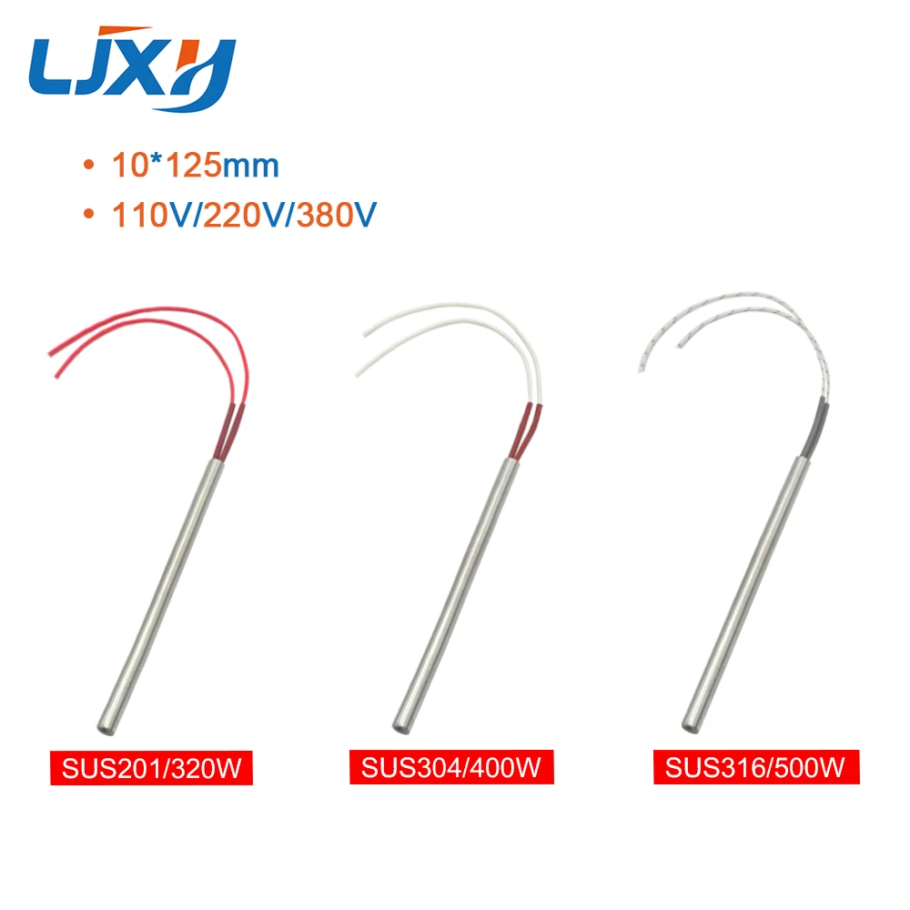 LJXH 320W/400W/500W Single Head Heating Pipe Electric Cartridge Heater Element for molding 10x125mm AC110V/220V/380V 10pcs/lot