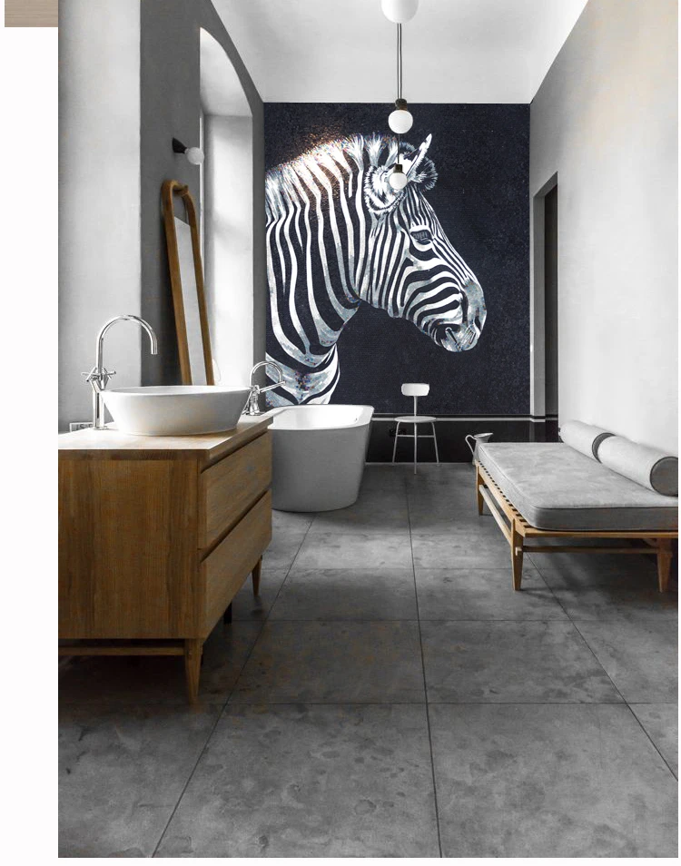 

Luxury Custom made Mural Mosaic Wall Zebra Horse Wall Flooring Ceiling tile for DIY Home decoration