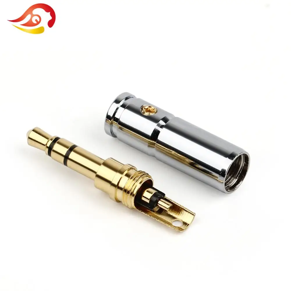QYFANG 3.5mm Earphone Plug Audio Jack 3 Poles Stereo Headphone Metal Adapter 24K Gold Plated Copper Solder Wire Line Connector
