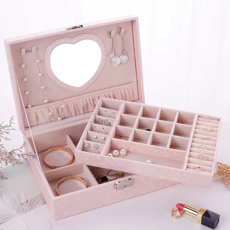 5 Colors Jewelry Storage Boxes Leather Cosmetic Bag Earrings/Ring/Watches/Bracelets/Accessories Box Present Square Gift Box Case