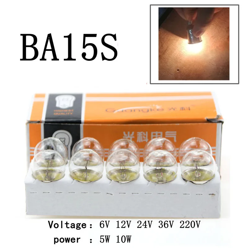 10 pcs BA15S light bulb 6V 12V 24V 36V high brightness white light auto for brake signal light bulb indicator lamp reversing