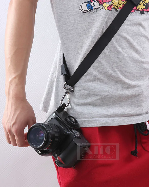 Black DSLR Camera Sling Quick Rapid Shoulder Neck Strap with Quick Release Plate + Connection Hook For Canon Nikon Sony