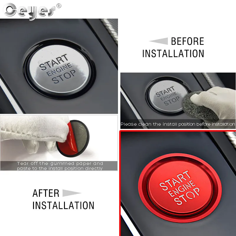 Ceyes Car Styling Sticker Accessories Ring Auto Engine Start Stop Button Cover Case For Audi A6 B8 A6L Q5 8R A4 C7 B9 A7 BT 2018