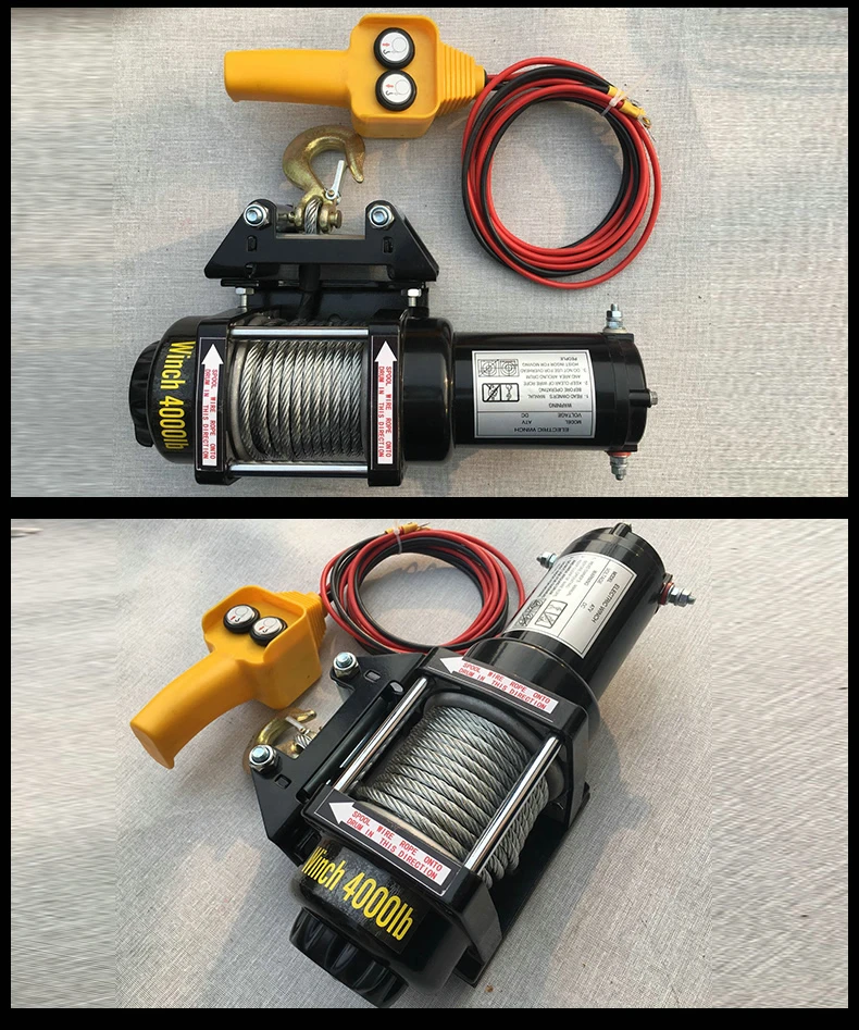 4000lbs12V-24V ポータブル銅コアモーターウインチ電源回復ウインチケーブルウインチキット ATV ウインチトレーラートラックトラック