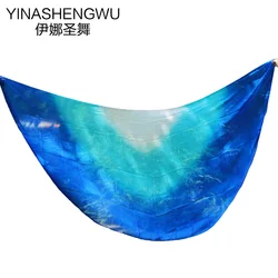 Newest 100% Silk Veils Belly Dance Practice Performance Silk semicircle Veils White Turquoise Blue