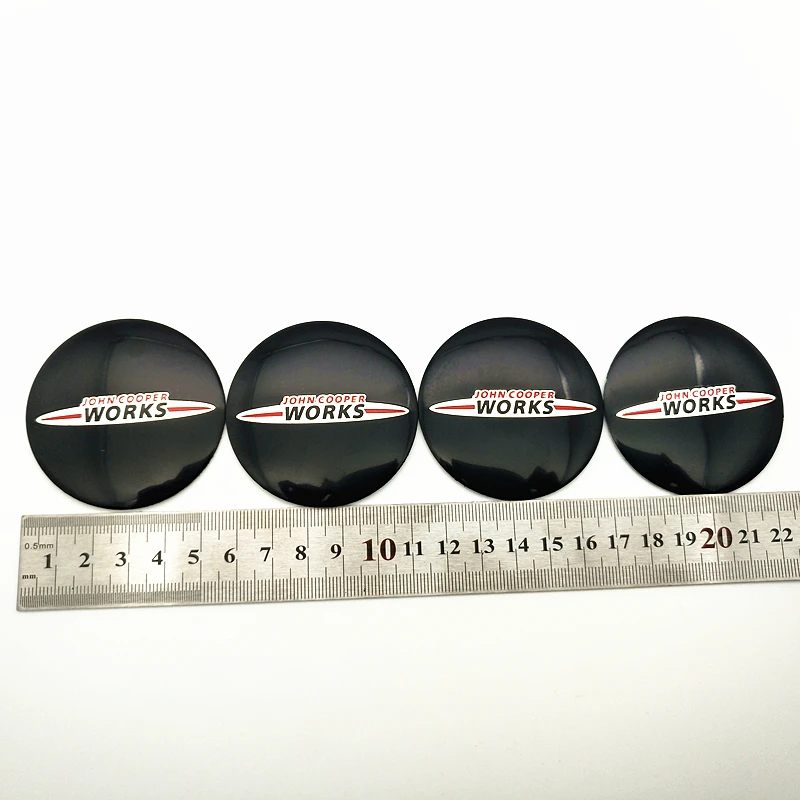 4 pcs Car Wheel Centre Hub Caps Cover Sticker For JOHN COOPER WORKS Logo For MINI Cooper Clubman Cabrio Paceman R50 R52 jcw R55