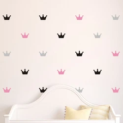 36pcs/set Kid's Bedroom Decorate Wall Decals Princess Baby Room Wall Decor Crown Pattern Vinyl Wall Sticker For Kids