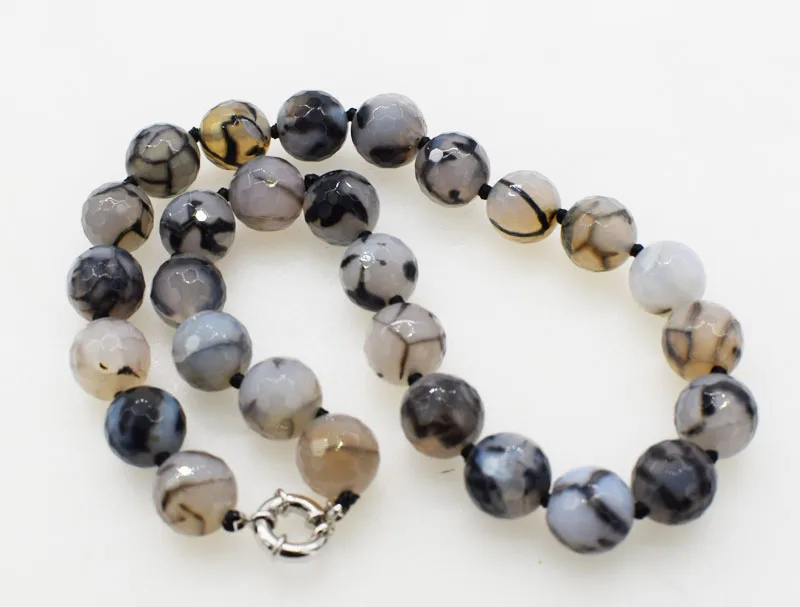 

wow!black agate faceted round 14mm necklace 18inch wholesale beads FPPJ for xmas gift