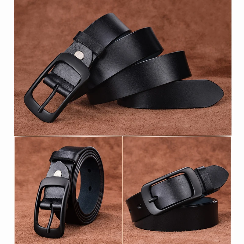 MEDYLA Women Belt Cow Genuine Leather Black Alloy Pin Buckle Fashion Casual Belts Style Design Original Brand ZK001