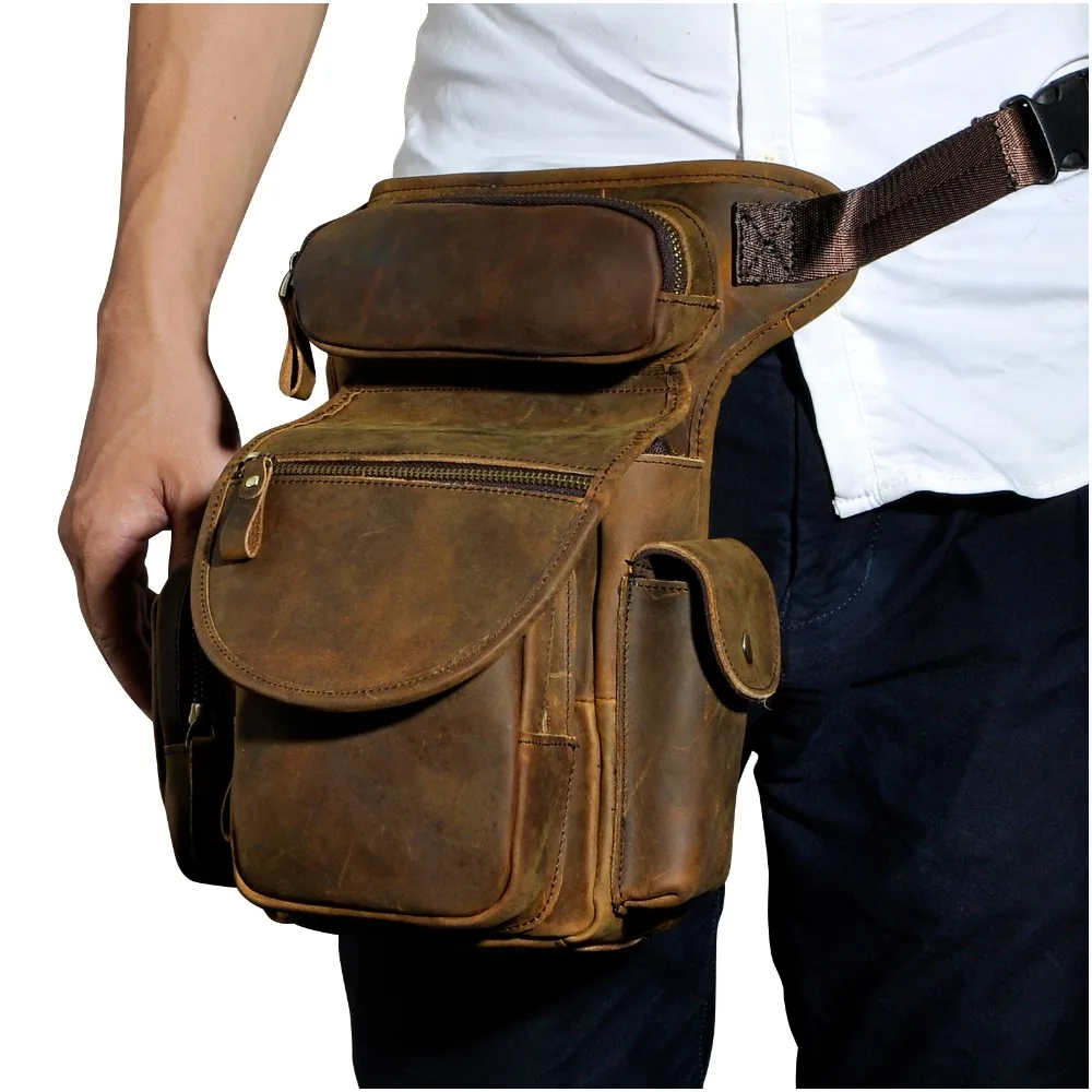 Leather Mens Designer Casual Messenger Shoulder Mochila Bag Fashion Heavy Duty Travel Fanny Belt Waist Pack Drop Leg Bag 3109-d