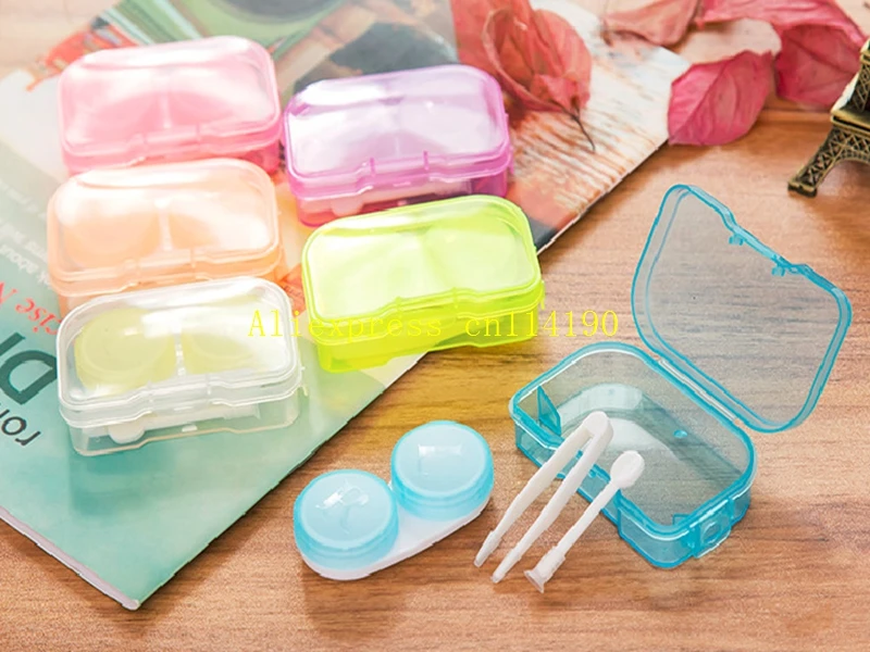 50psets/lot Freeshipping 4 in 1 kits Companion box with Hanging hole contact lens box Eyeglasses Case Dressing case