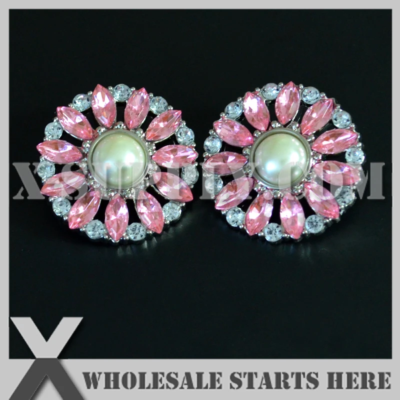 RB1064BM Amy Acrylic Rhinestone Button with Shank for Clothing,Bobby Pin,Flower Clippie