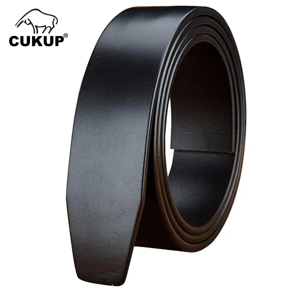 

CUKUP 100% Solid Quality Pure Cowhide Leather Smooth Surface Automatic Ratchet Style Belts Only for Men Without Buckles NCK637