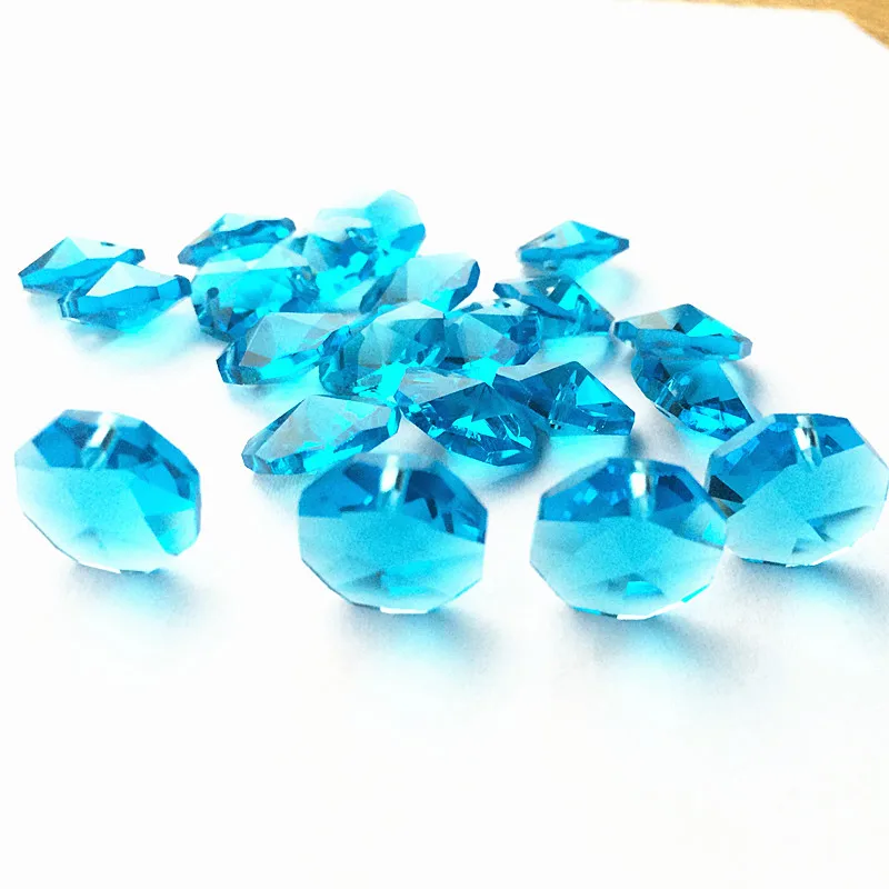 

Whole Sale Price 14mm Aqua 500pcs K9 Crystal Octagon Chandelier Beads in One Hole Garland Strand Stones Diy Curtain Accessories