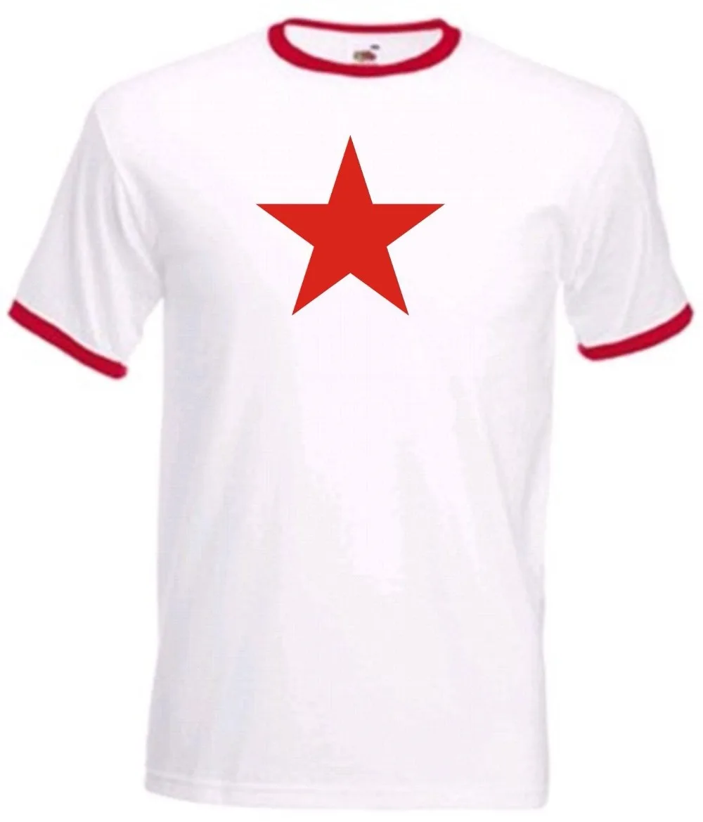 100% Cotton Summer Printed O-Neck Streetwear Red Star Footballer T-Shirt Retro Cuba Communist Political Ringer Order T Shirts