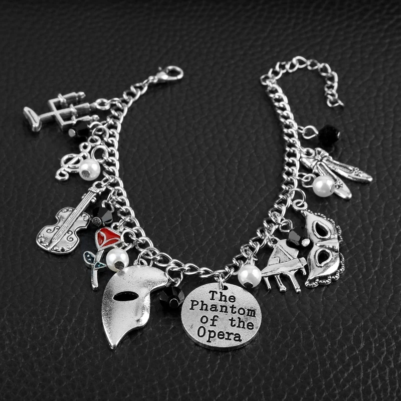 HANCHANG Romantic Bracelet Hamilton Broadway The Phsntom Of The Opera Music Mask Bangle Bracelet Women Wristband Gift