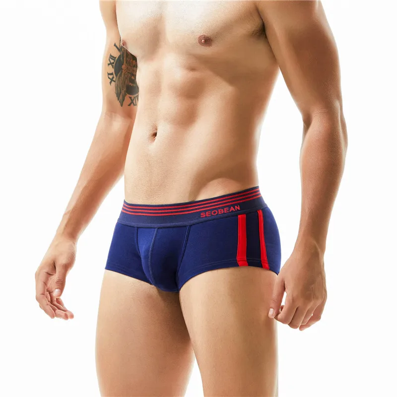 SEOBEAN Herren-Boxershorts aus atmungsaktiver Baumwolle, U-konvexer Beutel, niedrige Taille, bequeme Stretch-weiche Unterwäsche für den Alltag, lässig – Detail 3