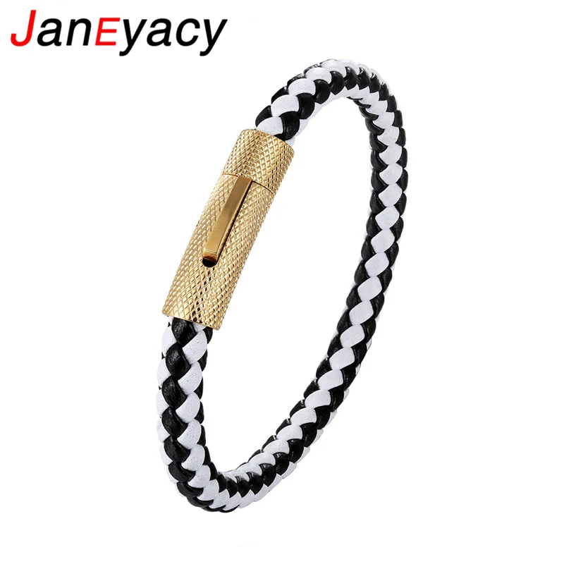 New Fashion Stainless Steel Leather Bracelet Women Pulseira Popular Style Bracelet Simple Buckle Bracelet Men Hot Pulsera Homens