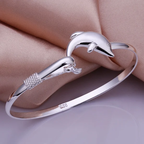 Women wedding girls favorite gift High quality Silver color jewelry fashion noble temperament dolphin bracelet bangle ,B178