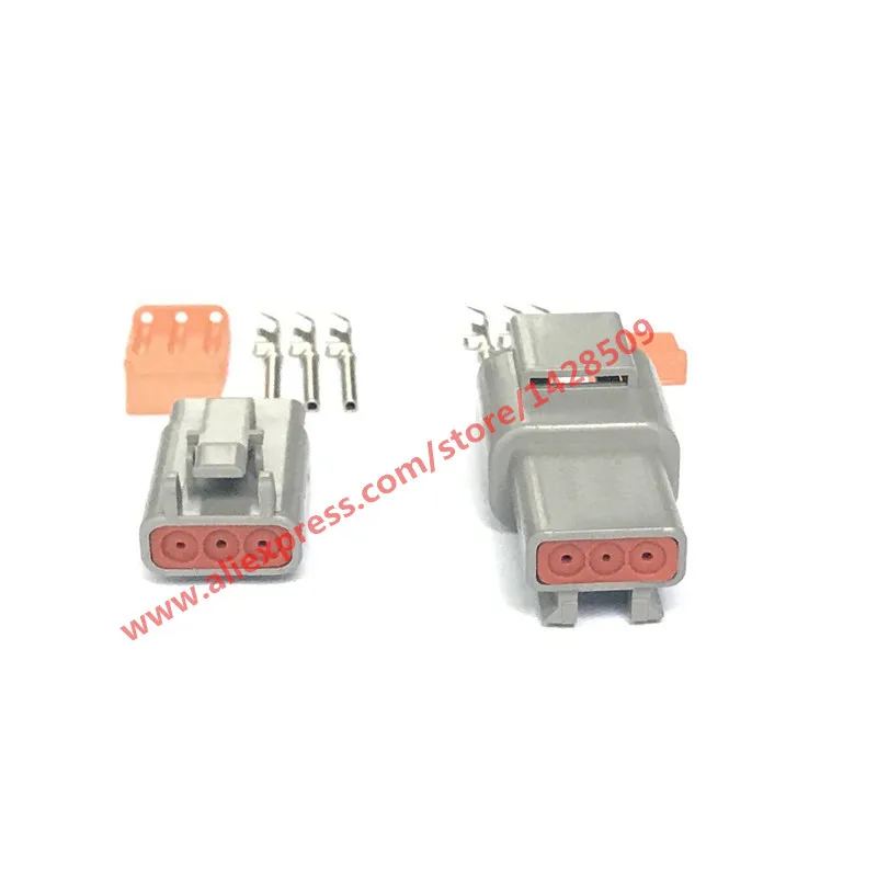 1 Set 3 Pin Deutsch DTM Wire Connector DTM06-3S/ATM06-3S DTM04-3P/ATM04-3P Gray Waterproof Female Male Auto Plug