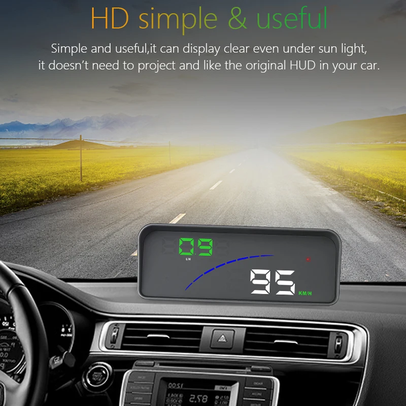 

BigBigRoad Car HUD Head Up Display OBDII 2 Smart HD Digital Meter Speedometer Windscreen Projector Voltage Speeding Warning