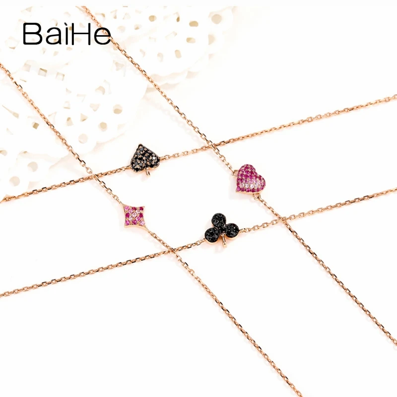 BAIHE Solid 18K Rose Gold 0.23ct Natural Pink Sapphire Bracelet Women Men everyday all-match Trendy Fine Jewelry Making Armband