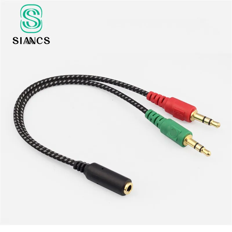 

Nylon 3.5mm Jack male to 3.5 Microphone and earphone female Extension Aux Audio Splitter Cable Y Stereo Splitter for iPhone 5s