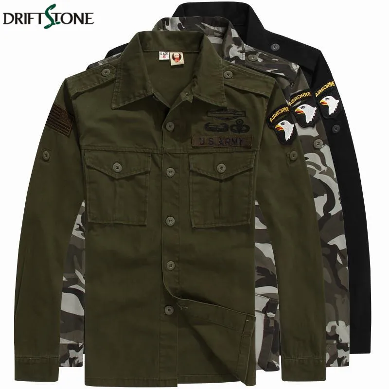 Military Shirt Men 101 Airborne Tactical Cotton Men\'s Combat Army Shirts Plus Size Long Sleeve Male Shirt camisa militar DSS-001