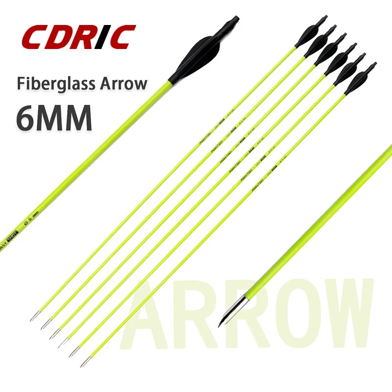 

6/12/24 Pcs 31inches 6mm Fiberglass Arrow For Recurve Bow or Longbow Hunting Archery