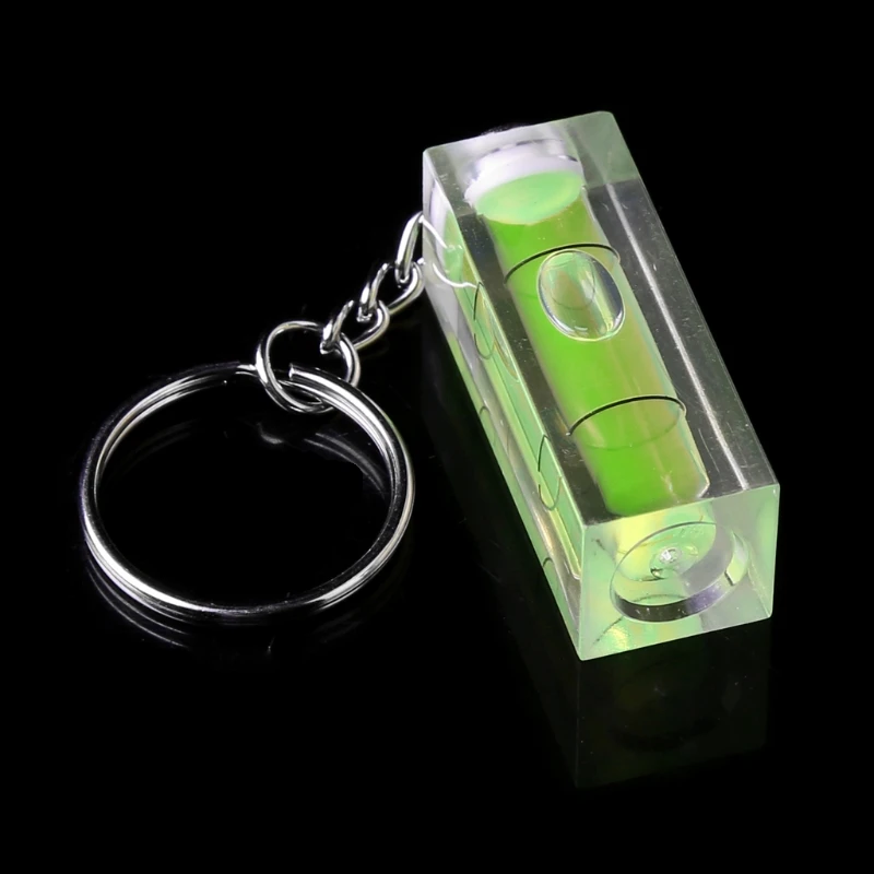 Mini Square Spirit Level Key Ring Key Chain Tool Gadget Fr Photo Wall Hanging TV Green Bubble Level Aligner Measuring Tool Nivel