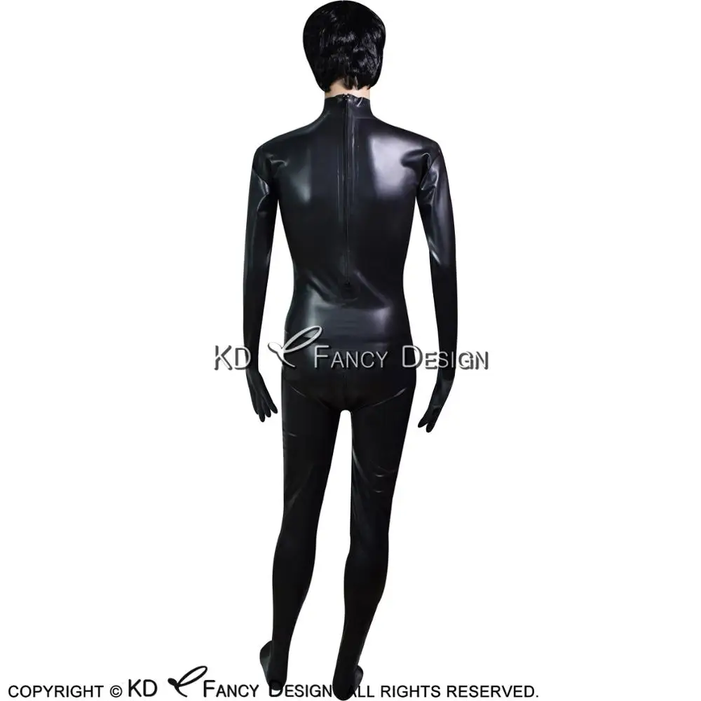 Black And Red Sexy Latex Catsuit With Two Zippers On Back Crotch Zip Rubber Bodysuit Overall Zentai LTY-0143