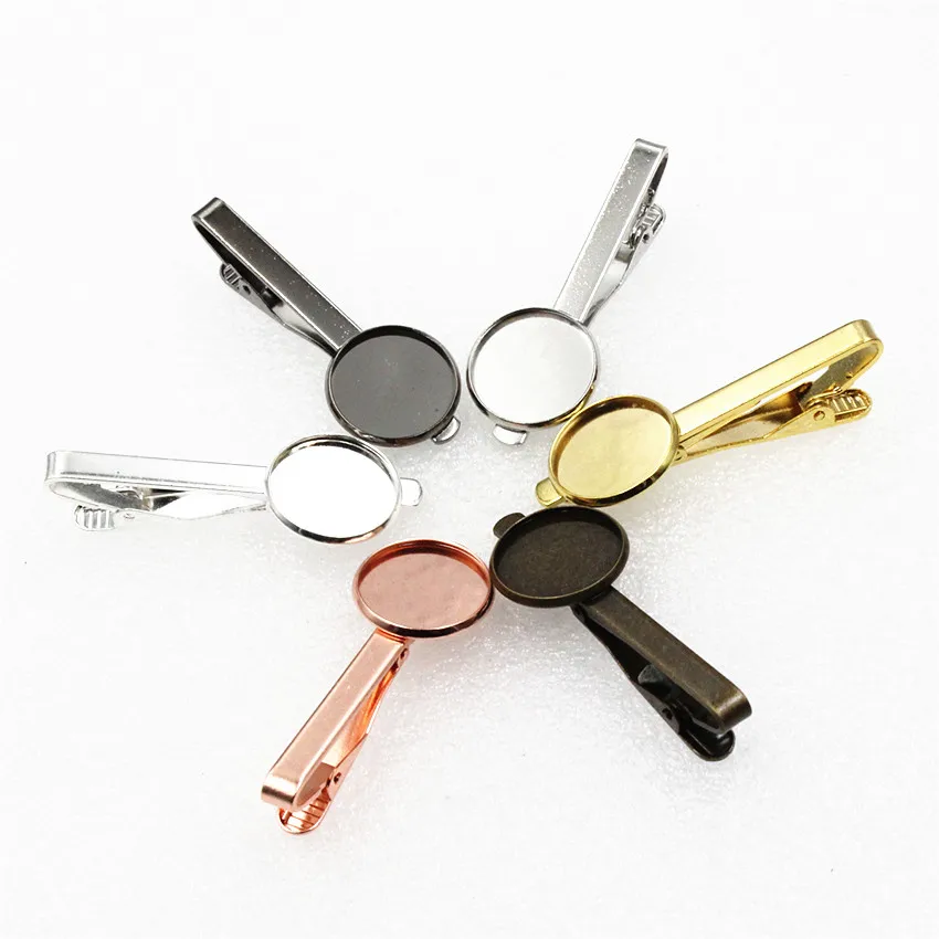 Onebeading Copper 16mm 18mm 20mm Round Cabochon High Quality Necktie Tie Bar Mens Clamp Clip Blank Base Tray Men Accessories 5pc