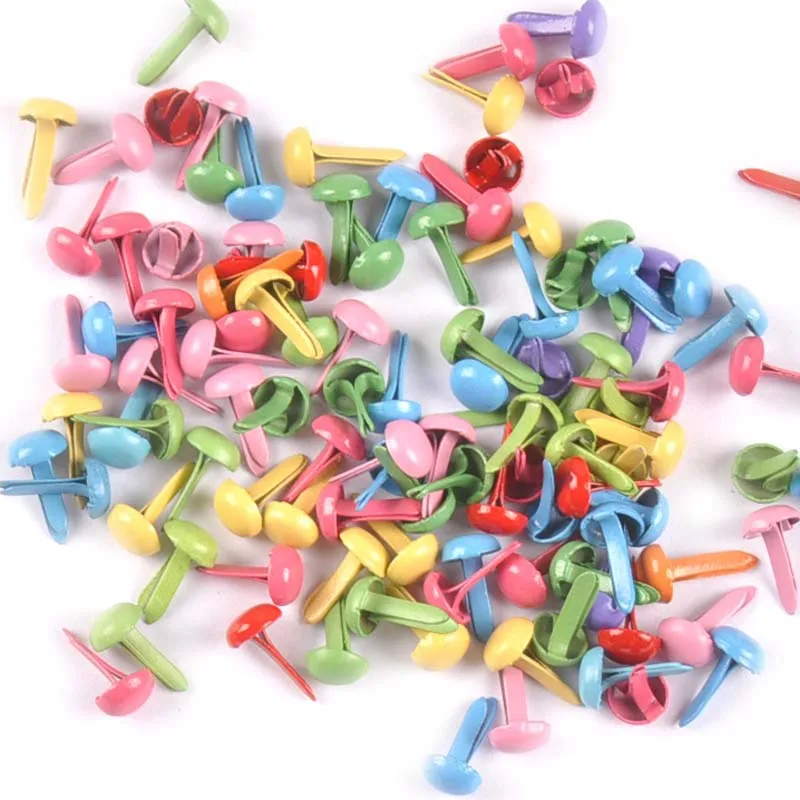 4.5x8.5mm 200pcs Mix Color Mini Round Brad Embellishment For Scrapbooking Fastener Brads DIY Metal Crafts Paper Home Decor c2162