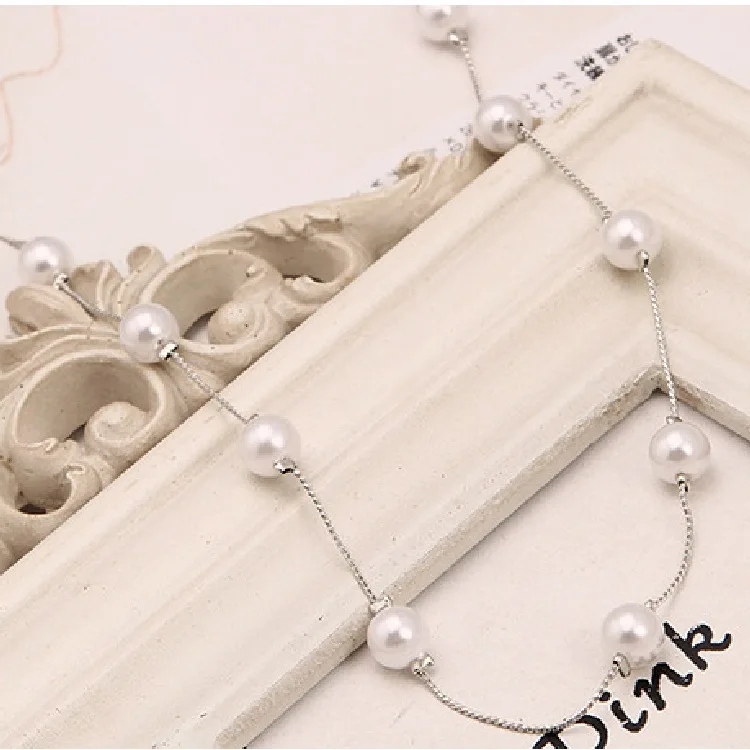 Korean Fashion Wild Lady More Than Imitation Pearl Jewelry Necklace Pendant, Birthday Gift Necklace  Cultured-pearl-necklace