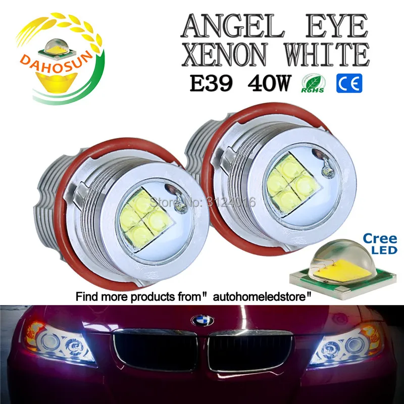 dahosun 2X LED Angel Eyes 40W Bulb for BMW E39 E60 E61 E63 E64 E65 E66 E53 E83 E87 Mini Shape,80W Kit