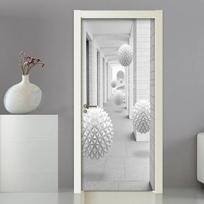 Modern Creative 3D Stereo Sphere Corridor Door Sticker Living Room Bedroom PVC Self Adhesive Waterproof Wall Paper 3D Home Decor