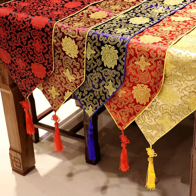 Chinese knot Silk Brocade Table Runner, Multi Size Dining Table Cloth, Simple Coffee Table, Protective Mats, Bed Runner,